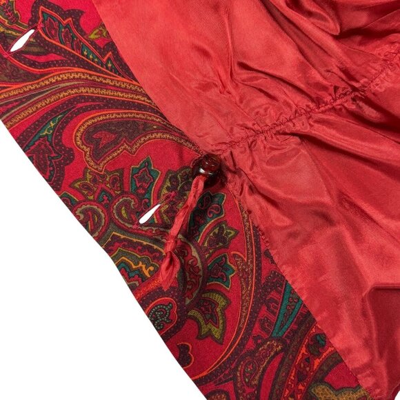 VTG 90s Linda Allard Ellen Tracy Paisley Blazer Top Sz.M Red Silk Wool Whimsigot - Picture 7 of 13